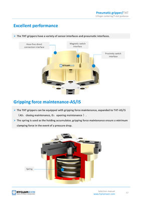 Pneumatic Parallel Gripper 3 Jaw T Slot Robot Eoat Gripper THT-A